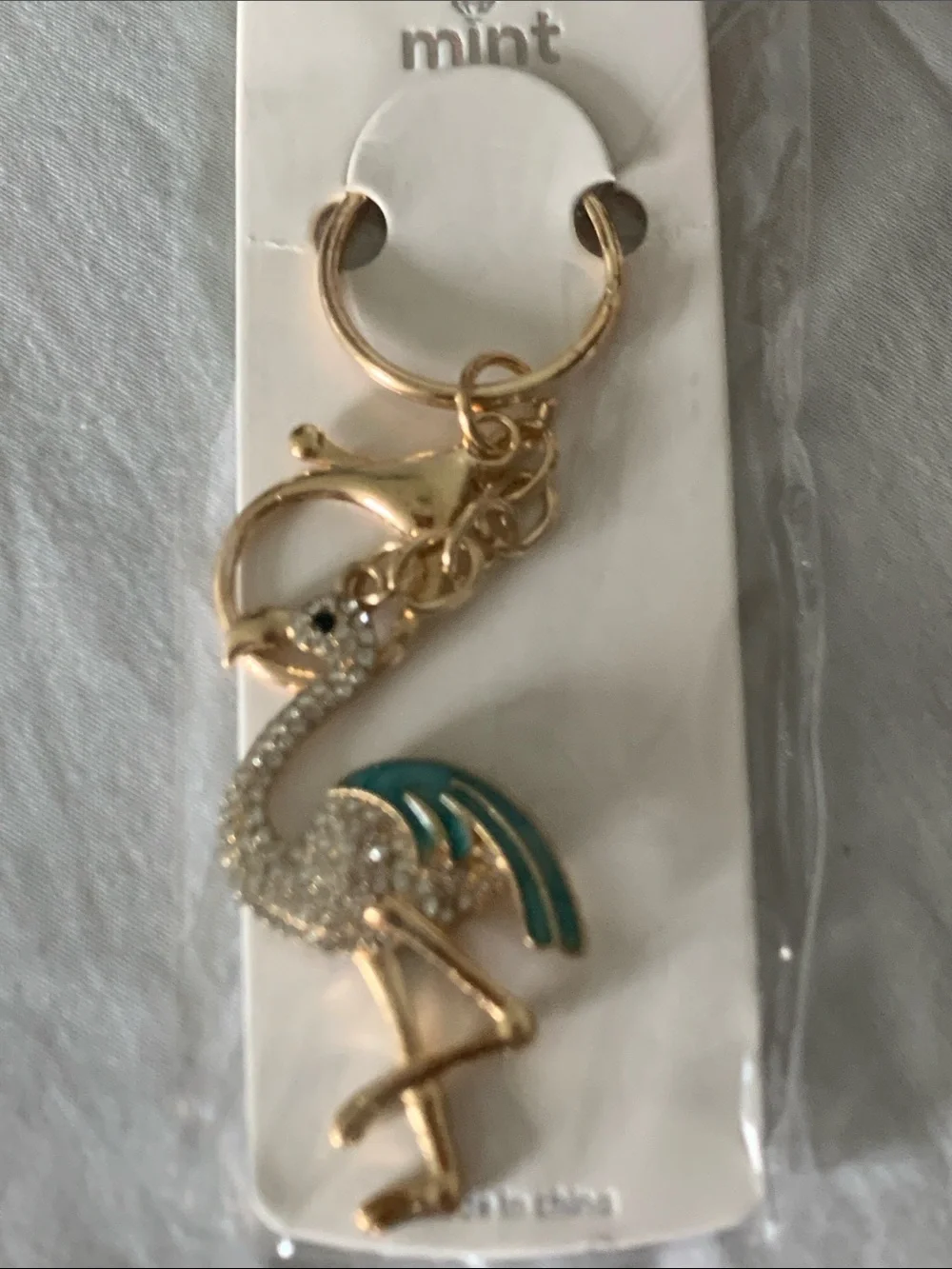 Mint Gold Flamingo Keychain with Teal Accent by mint